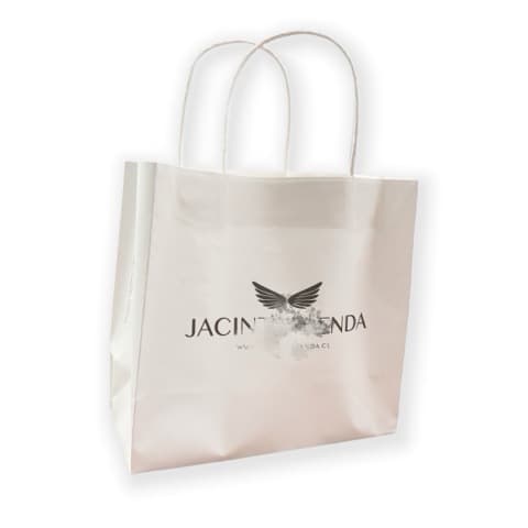 White hand-held white kraft paper shopping bag